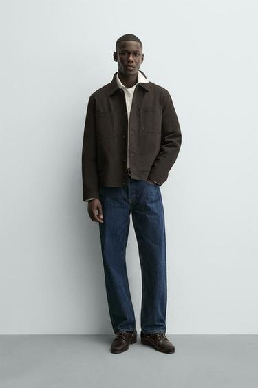 Zara QUILTED POCKET OVERSHIRT - Chocolate - Image 0