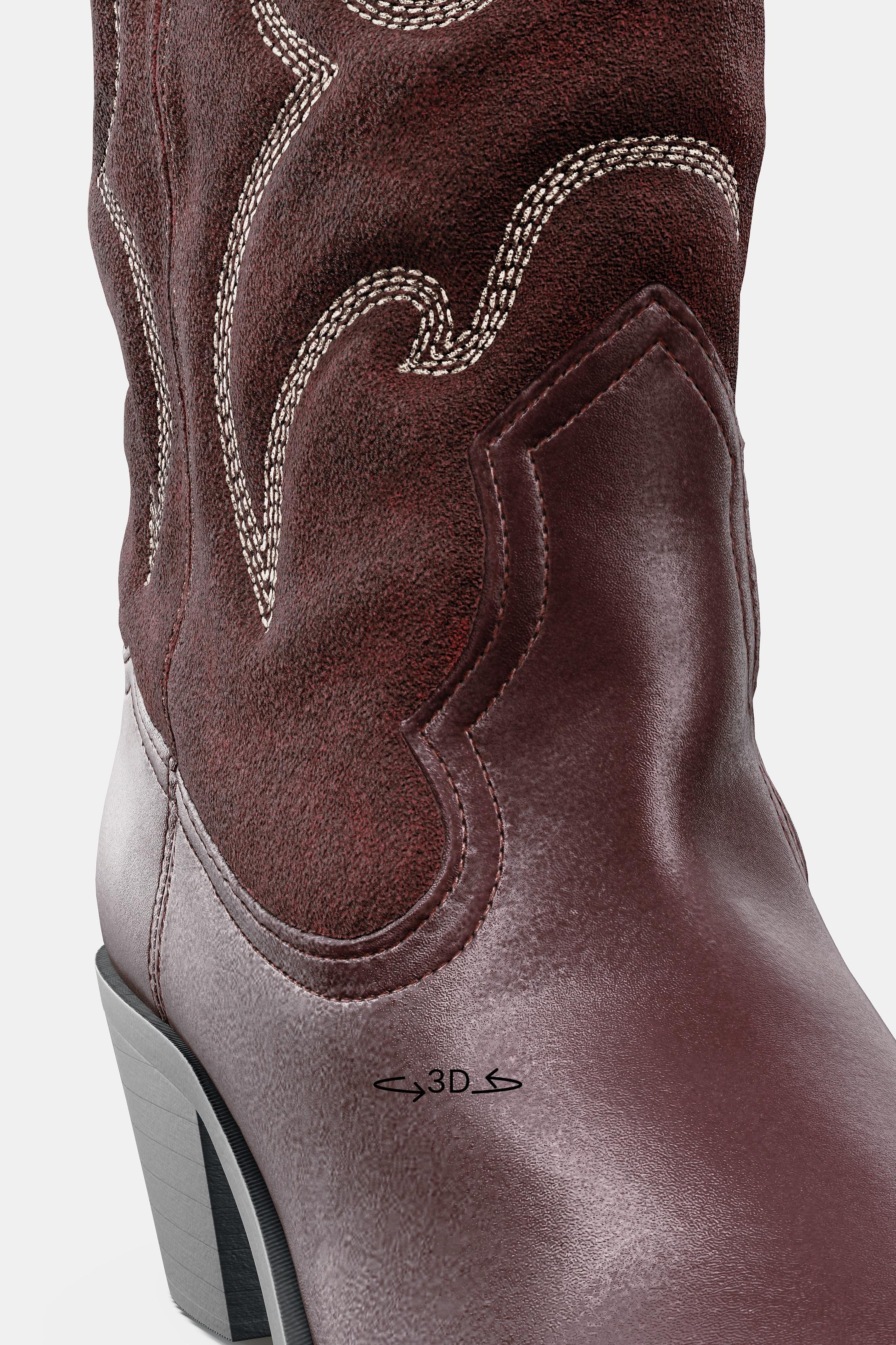COWBOYSTIEFEL MIT STICKEREI AUS LEDER - Bordeauxrot von Zara