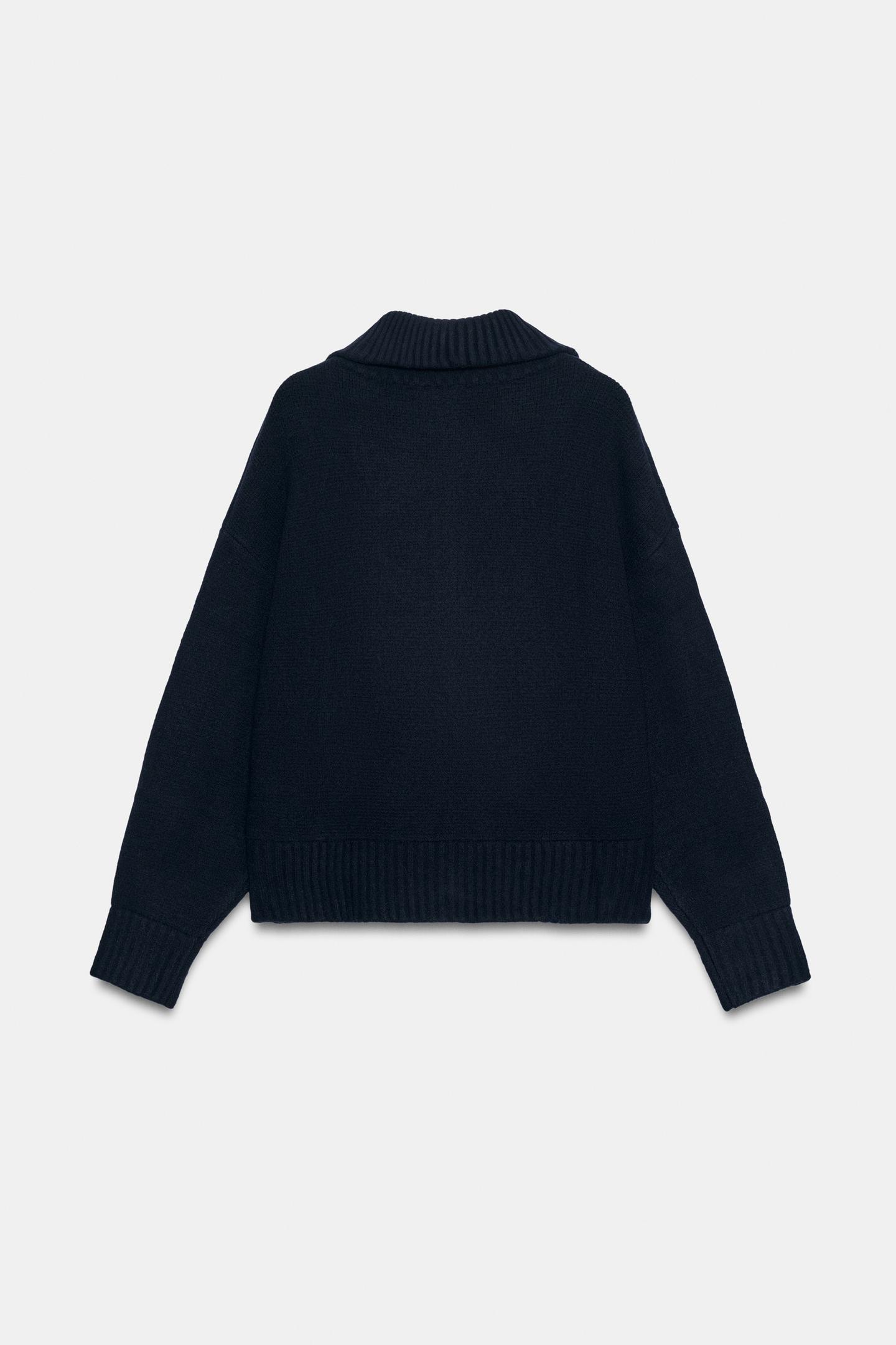 Женский кардиган Zara High Neck, цвет: Тёмно-синий — фото 8