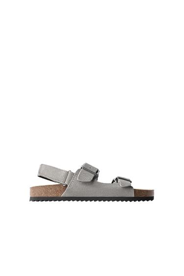 Zara BUCKLE LEATHER SANDALS - Gray - Image 0