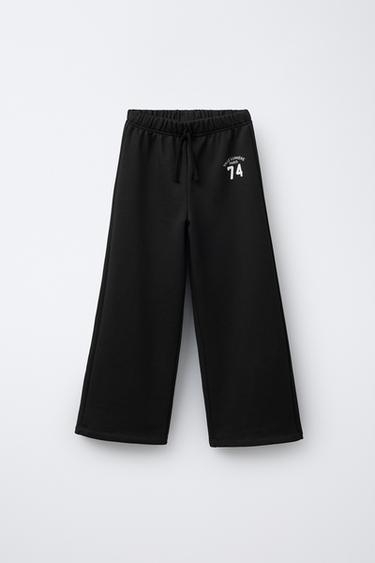 מכנסי WIDE LEG בהדפס - שחור של Zara