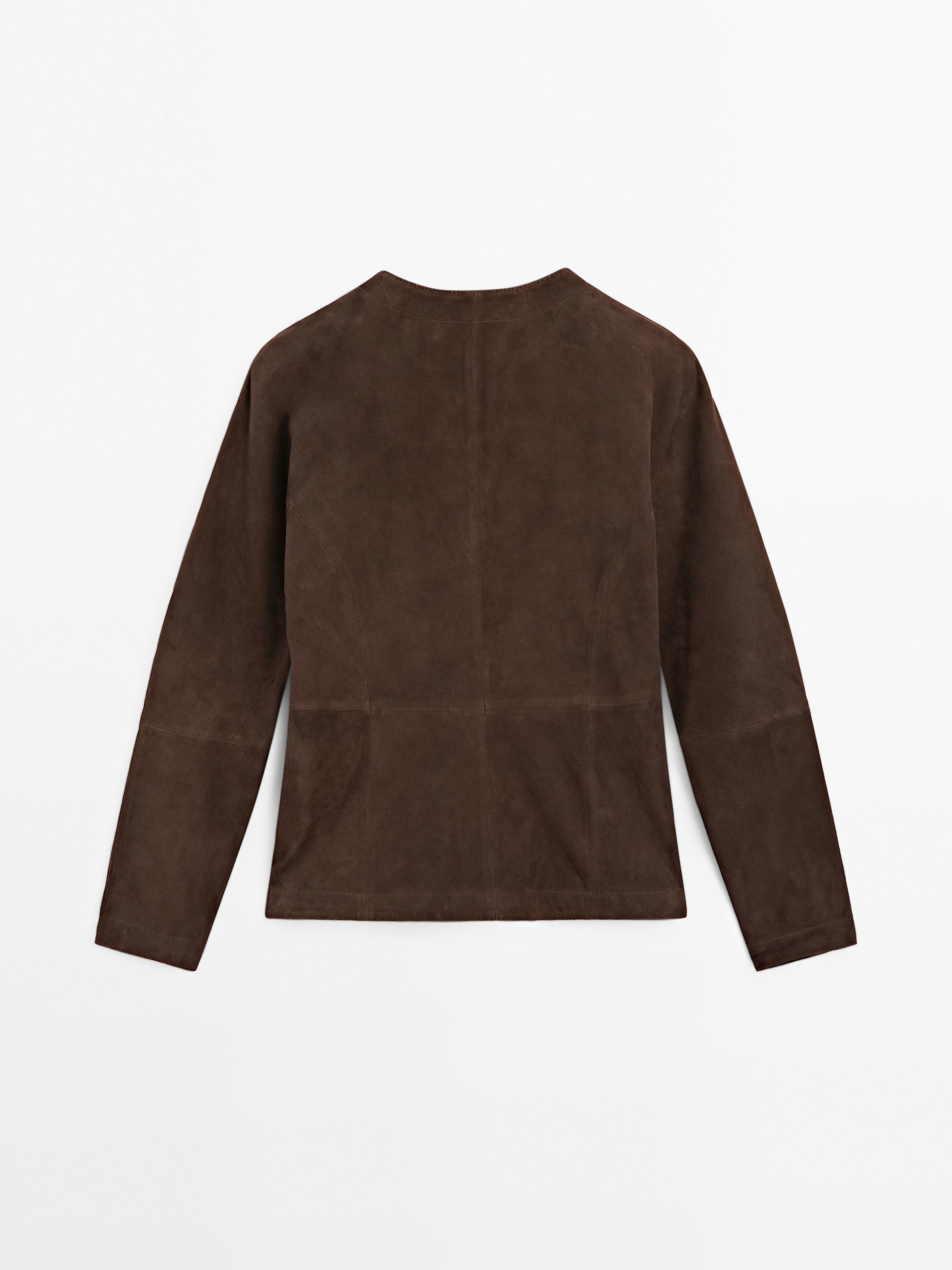 Chemisier court en cuir effet daim