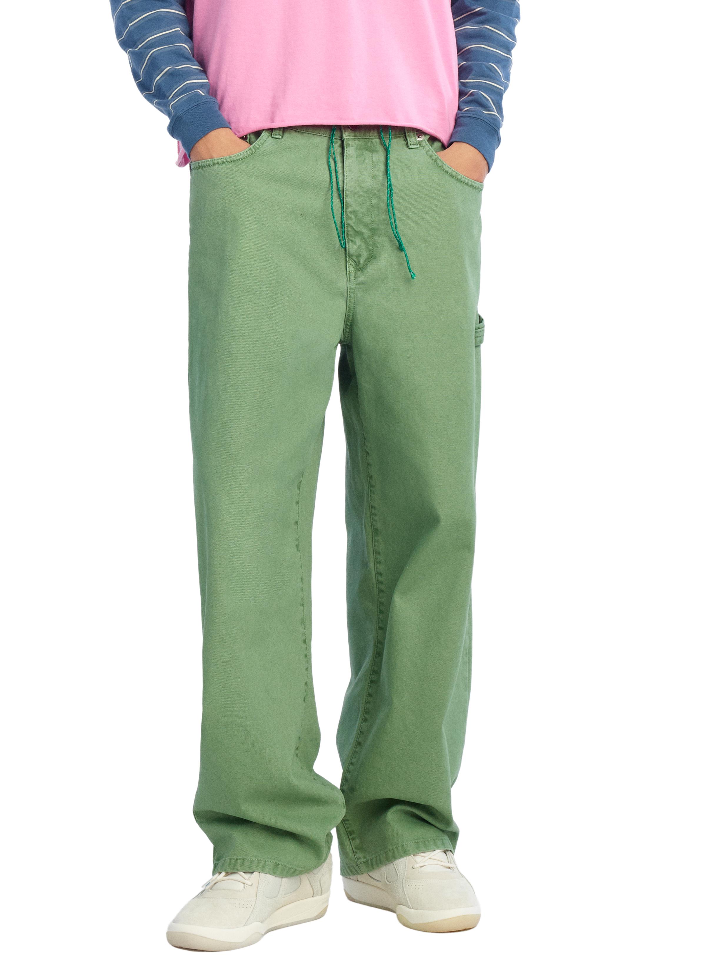 RELAXED FIT CARPENTER POCKET PANTS — GREEN