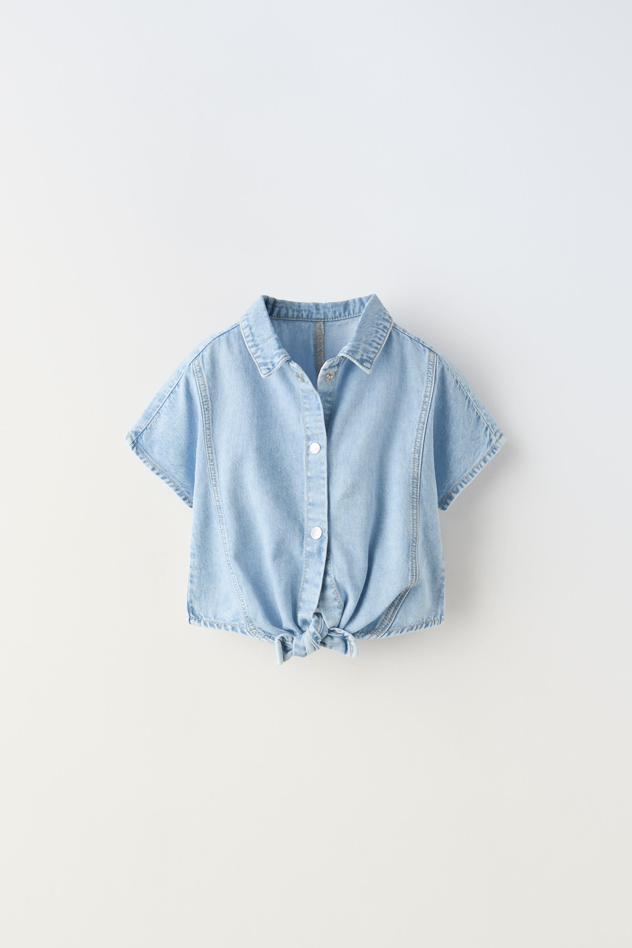 KNOTTED DENIM SHIRT - Blue | ZARA Canada