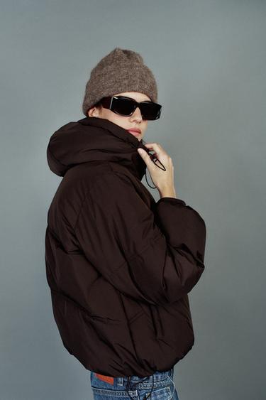 PADDED HOODIE ANORAK WATER-REPELLENT WINDPROOF — Brown 1