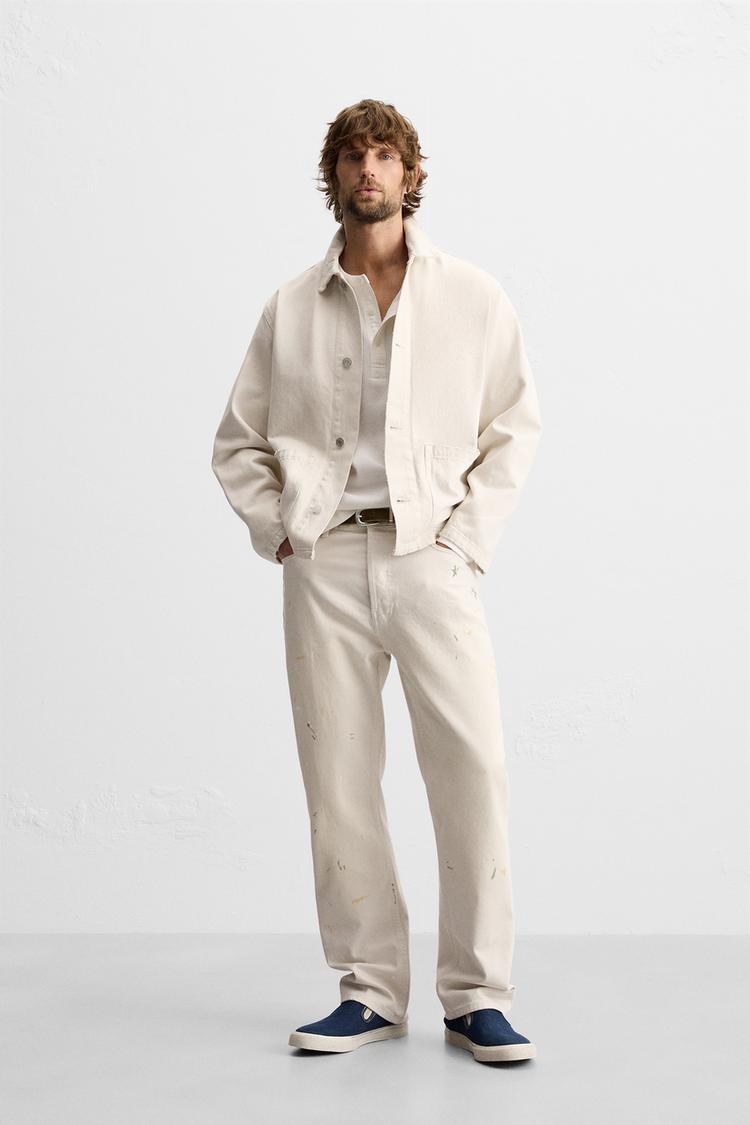 ウォッシュ加工デニムシャツジャケット - オフホワイト | ZARA Japan 