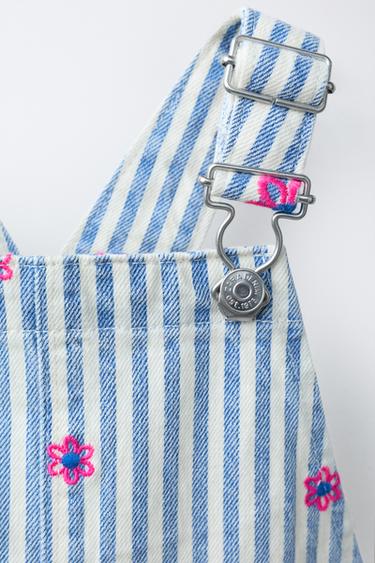 TWILL DUNGAREES WITH EMBROIDERED FLOWERS - Blue by Zara - Image 2