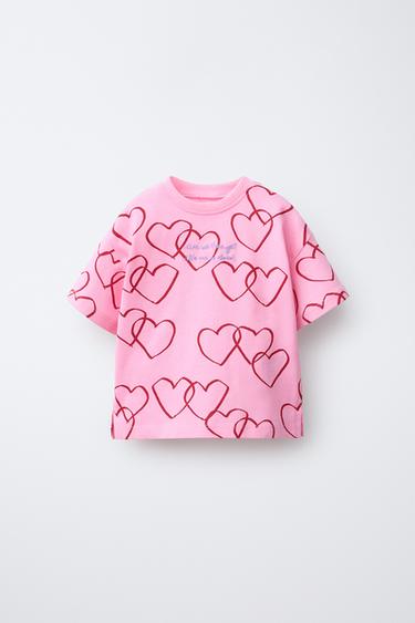 HEARTS T-SHIRT - Chalk pink by Zara