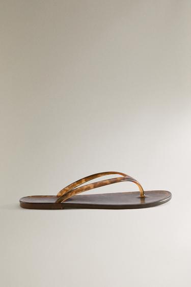 Zara FLAT JELLY SANDALS - Brown