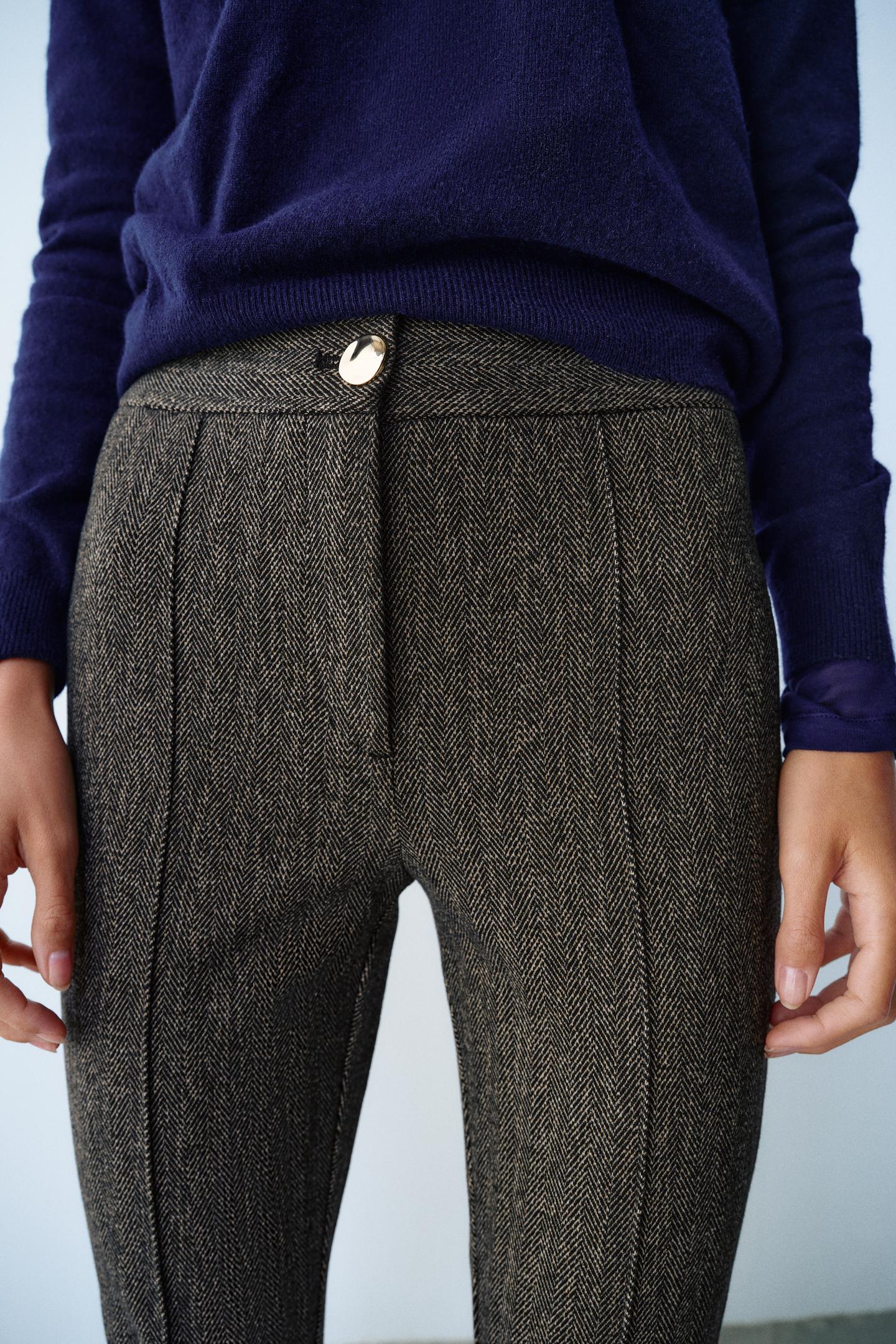 Женские леггинсы Zara Herringbone, цвет: Серый меланжевый — фото 4