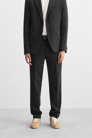 TEXTURED SUIT TROUSERS - Anthracite Grey by Zara