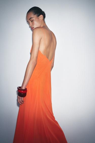 STRAPPY GEORGETTE DRESS - Orange by Zara - Image 5