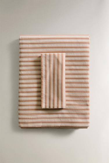 TOALHA DE MESA COM JACQUARD LISTRADO - Toffee da Zara