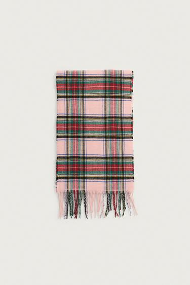 Zara COMBINED PLAID SCARF - Pink