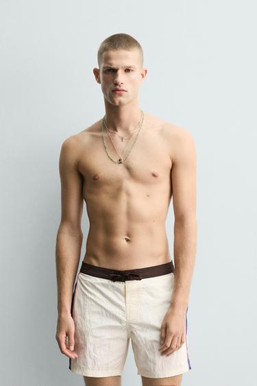 MAILLOT DE BAIN LONG À CONTRASTE - Écru de Zara - Image 1