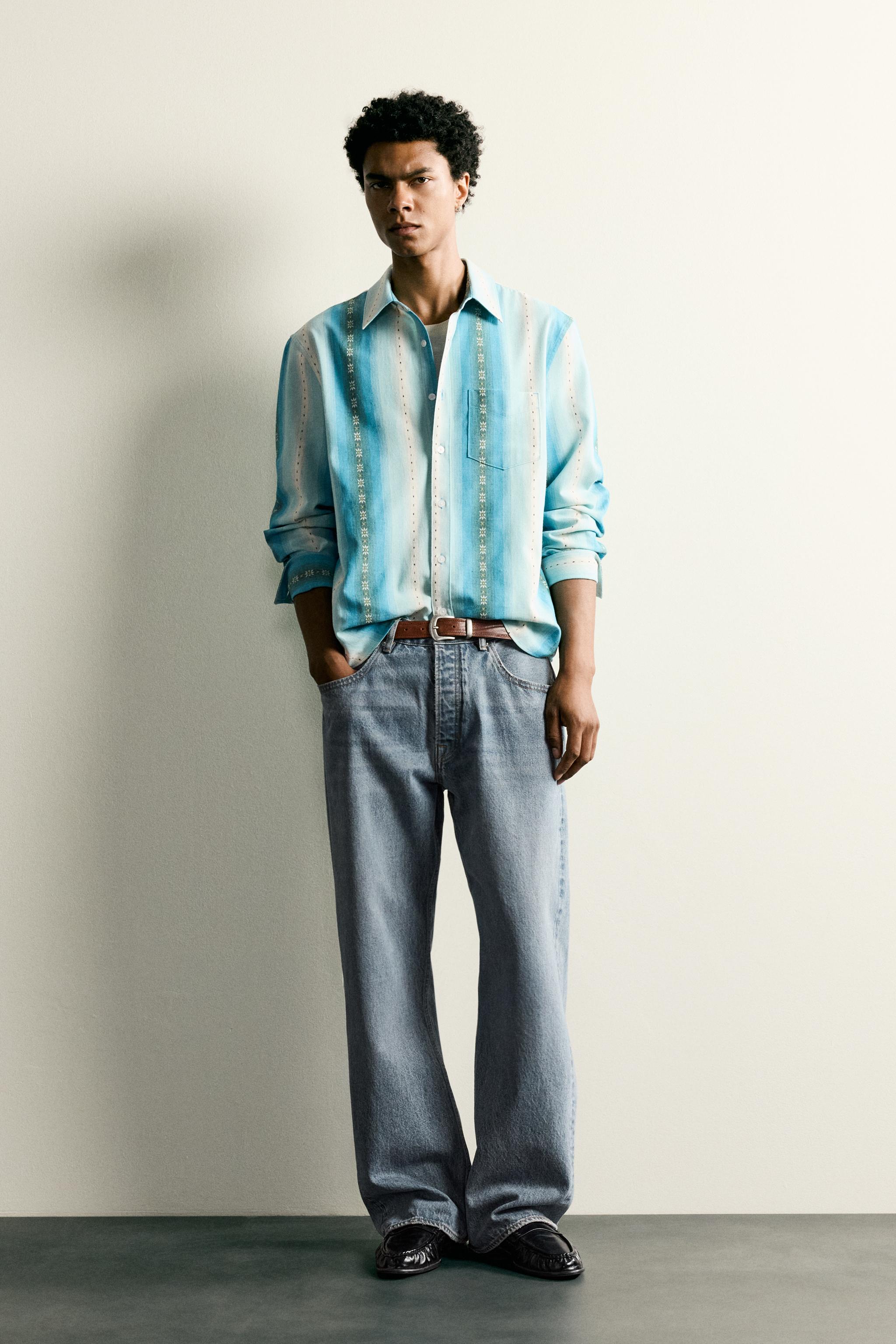CHEMISE JACQUARD À RAYURES COUPE DÉCONTRACTÉE