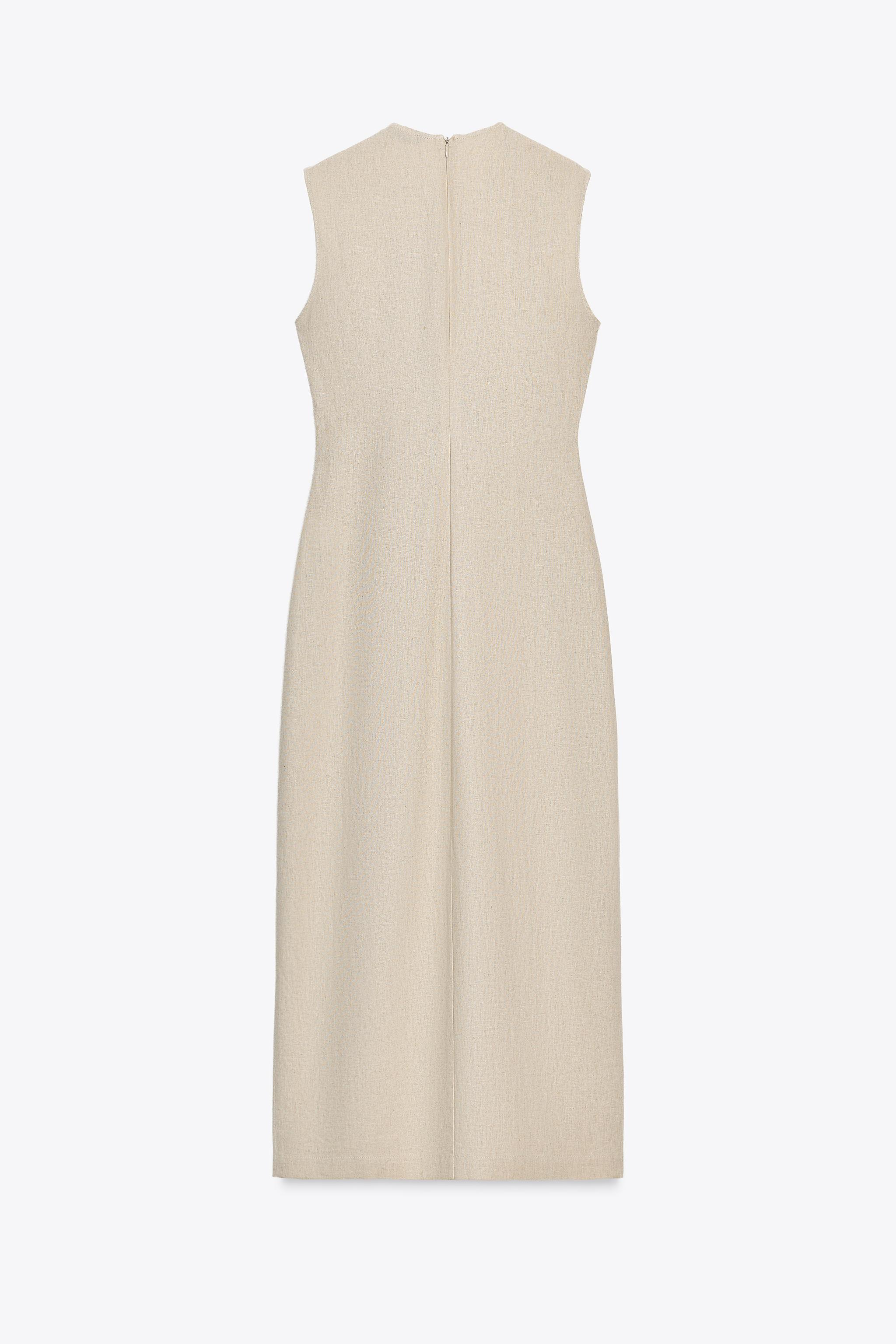 ZARA リネンバックル付きミディワンピース 3721/939 03721939052-e2.jpg?ts=