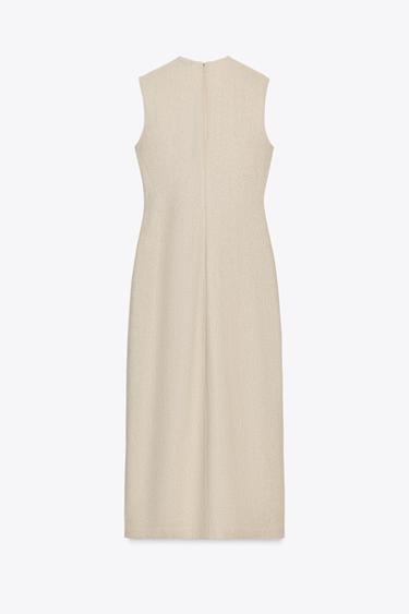 ROBE MIDI À BOUCLE AVEC LIN - Beige clair de Zara - Image 4