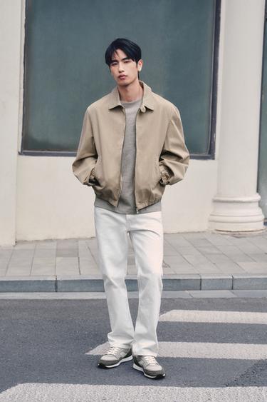 Zara 標準版型牛仔褲 - 白色