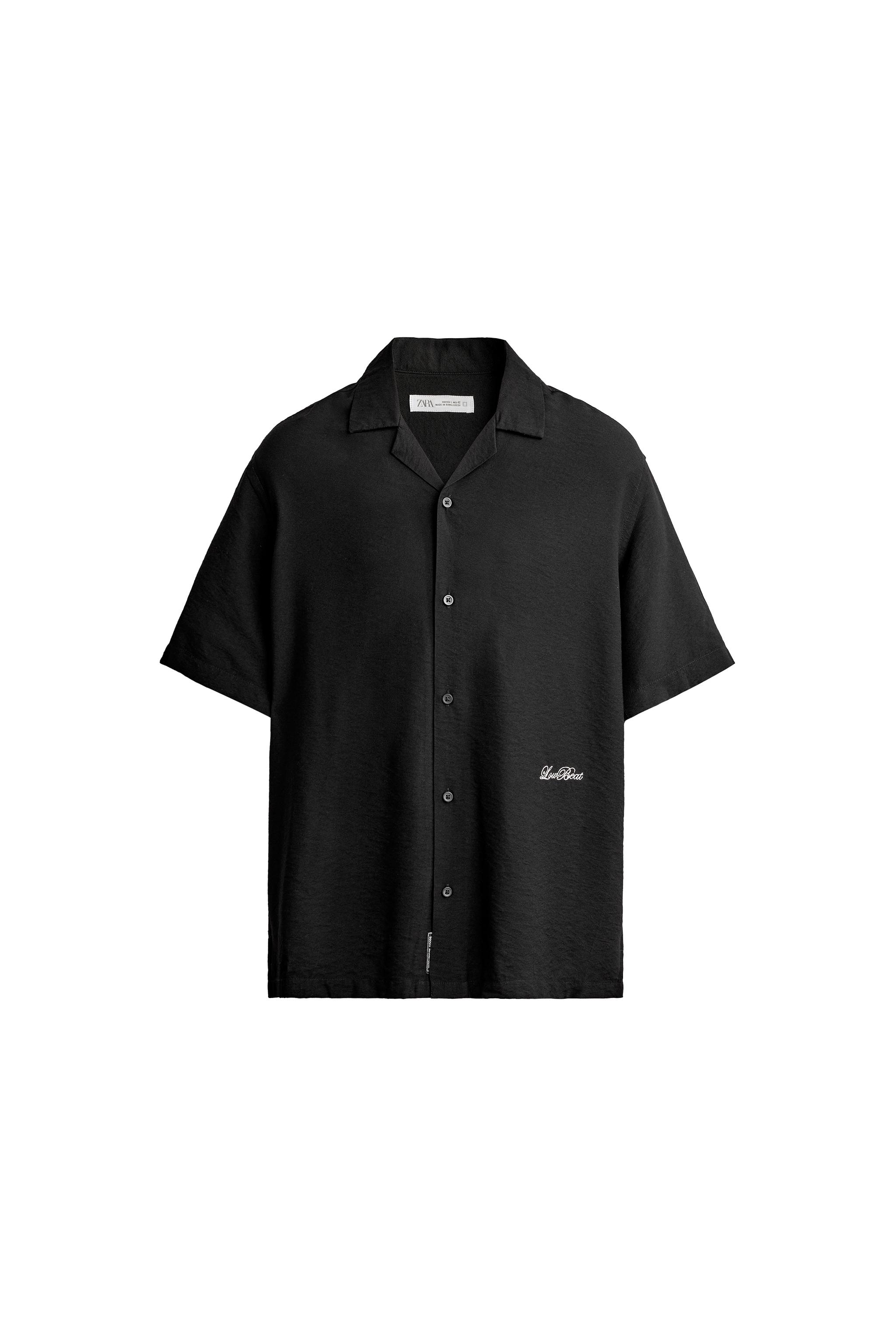 CAMISA RELAXED FIT TEXTO BORDADO