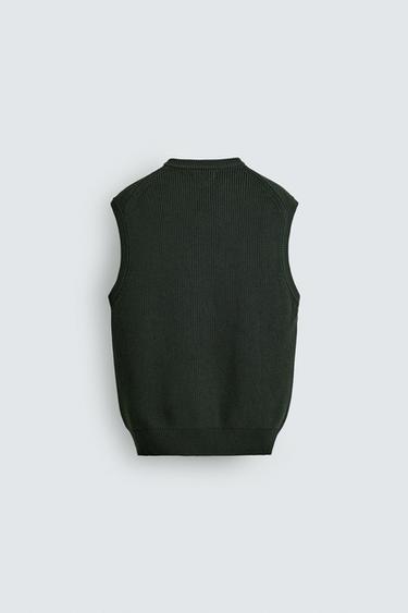 PURL KNIT VEST - Dark green by Zara - Image 7