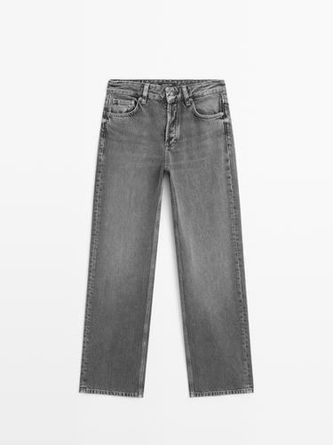 Jeans wide leg tiro medio - Gris Antracita de Zara