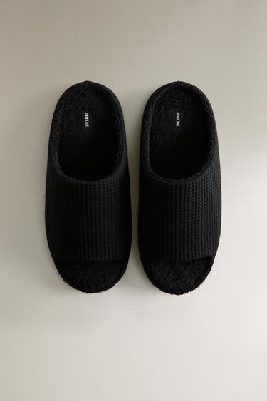 OPEN TERRY BATHROOM SLIPPERS - Black by Zara - Image 2