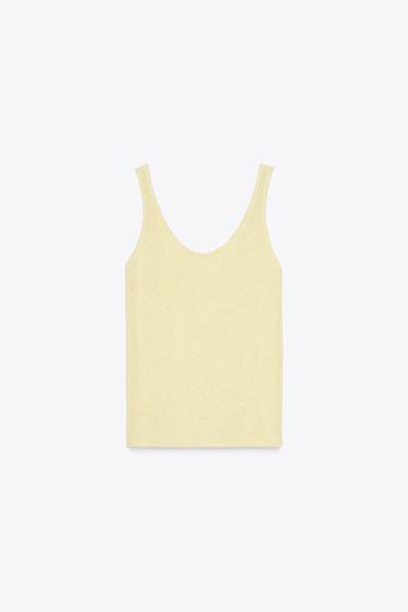 LINEN BLEND KNIT TOP - Light yellow by Zara - Image 4