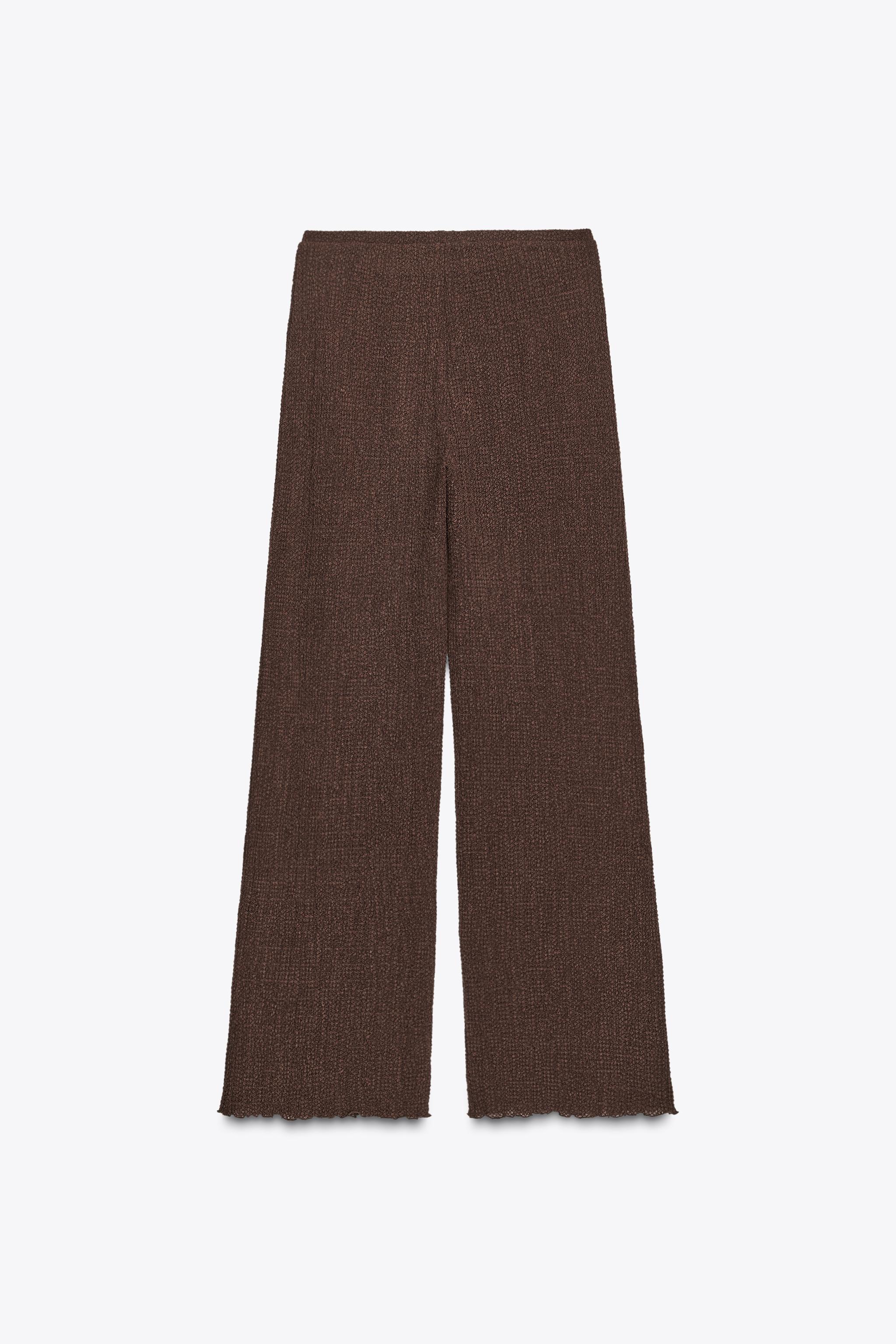 TEXTURED STRAIGHT LEG PANTS - Dark brown | ZARA United States