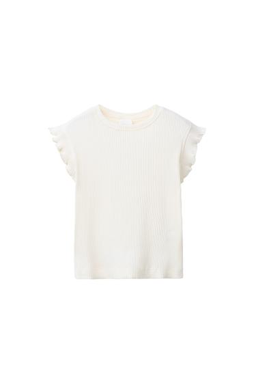 RIB T-SHIRT WITH RUFFLES