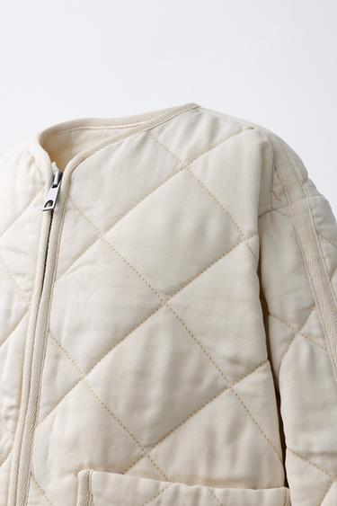 VESTE MATELASSÉE ZIPPÉE - Écru de Zara - Image 4