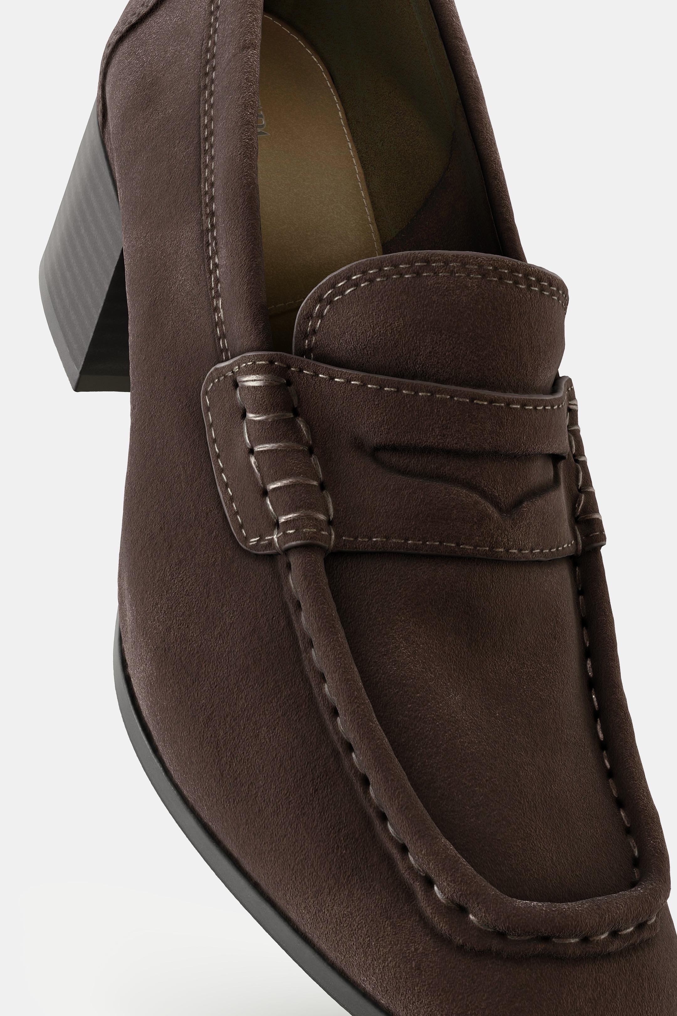 【ZARA】ザラ 37 スプリットスエードペニーストラップローファー ブラウン ZARA】スプリットスエード ペニーストラップ ローファー 36 - メルカリ