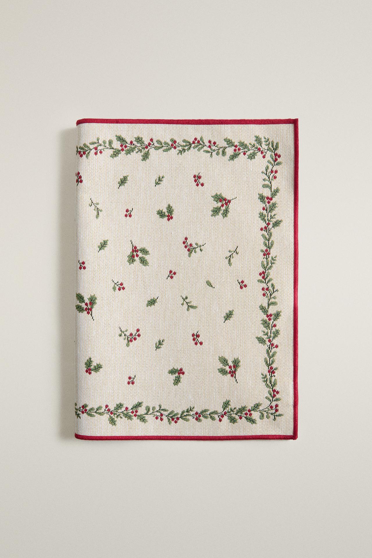 HOLLY JACQUARD CHRISTMAS PLACEMAT — Red