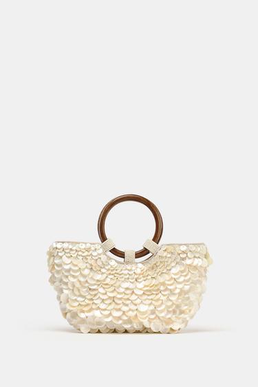 TASCHE MIT APPLIKATIONEN IN PERLMUTTOPTIK - Perlgrau von Zara