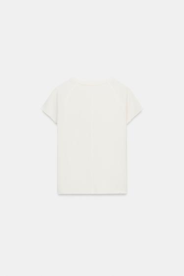 RAGLAN SLEEVE SLOGAN T-SHIRT - Ecru by Zara - Image 3
