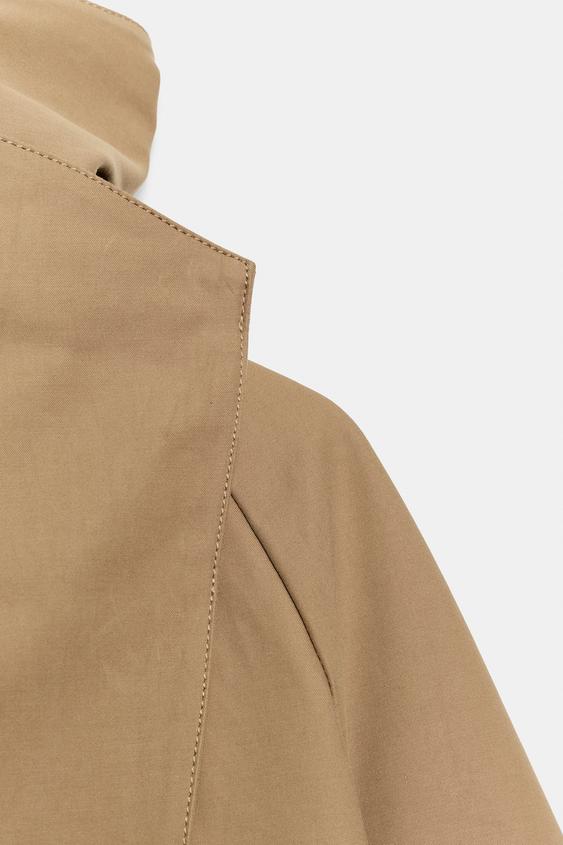 ZW COLLECTION SHORT TRENCH COAT WITH STAND COLLAR - Beige by Zara - Image 8