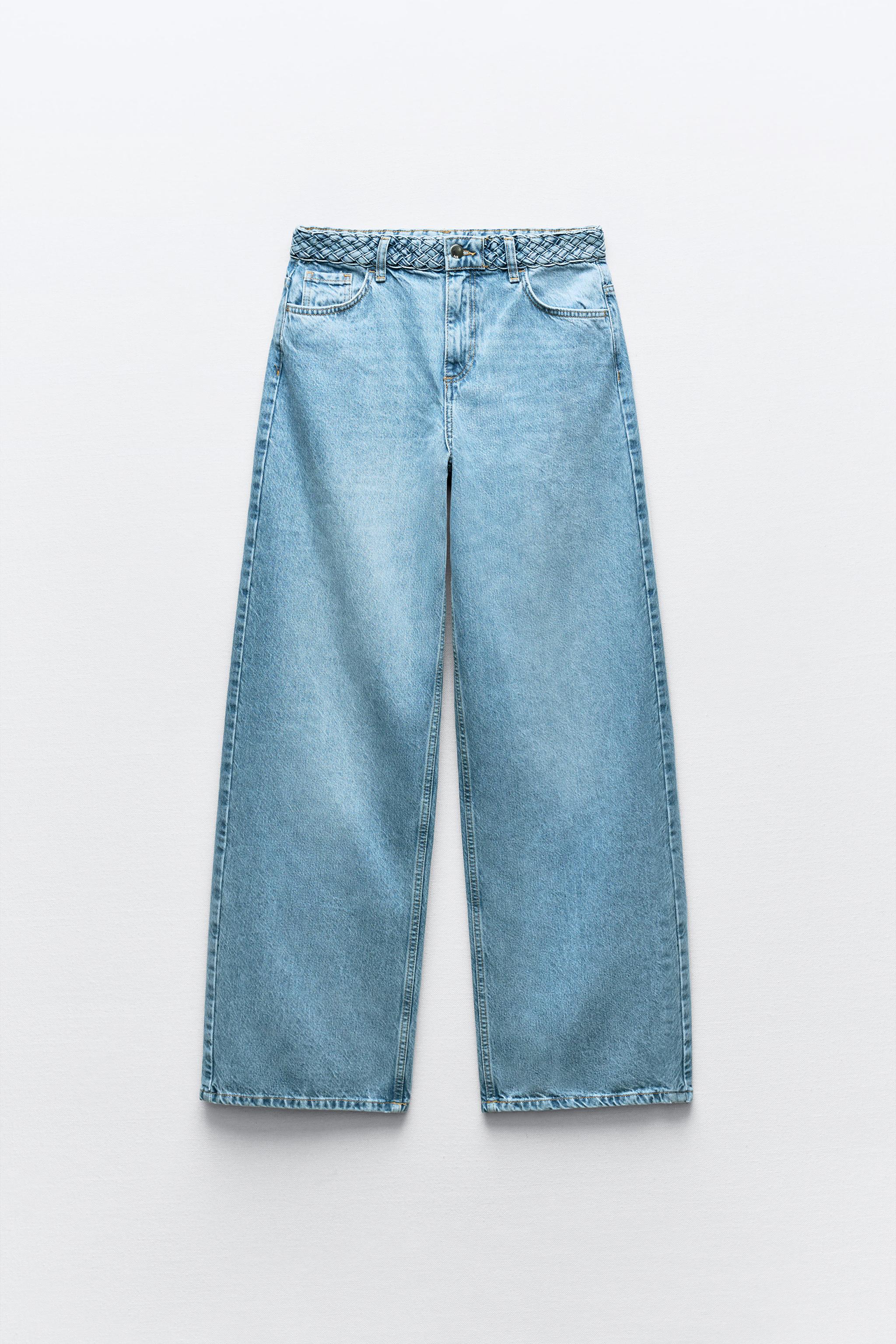 Z1975 WIDE-LEG 高腰編織腰身牛仔褲- 中藍色| ZARA Hong Kong SAR 