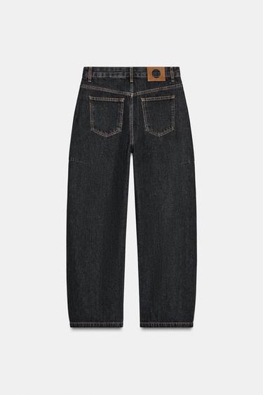 ZW COLLECTION ANKLE BALLOON MID-WAIST JEANS - Black by Zara - Image 6