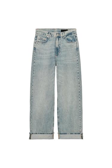JEANS ZW COLLECTION BAGGY 미드라이즈 - Zara 라이트 블루