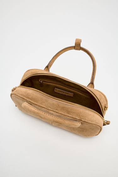 MINI DOUBLE HANDLE SPLIT SUEDE BAG - SAND/BROWN by Zara - Image 5