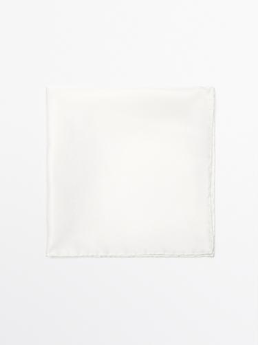 Zara Plain 100% silk pocket square - White - Image 0