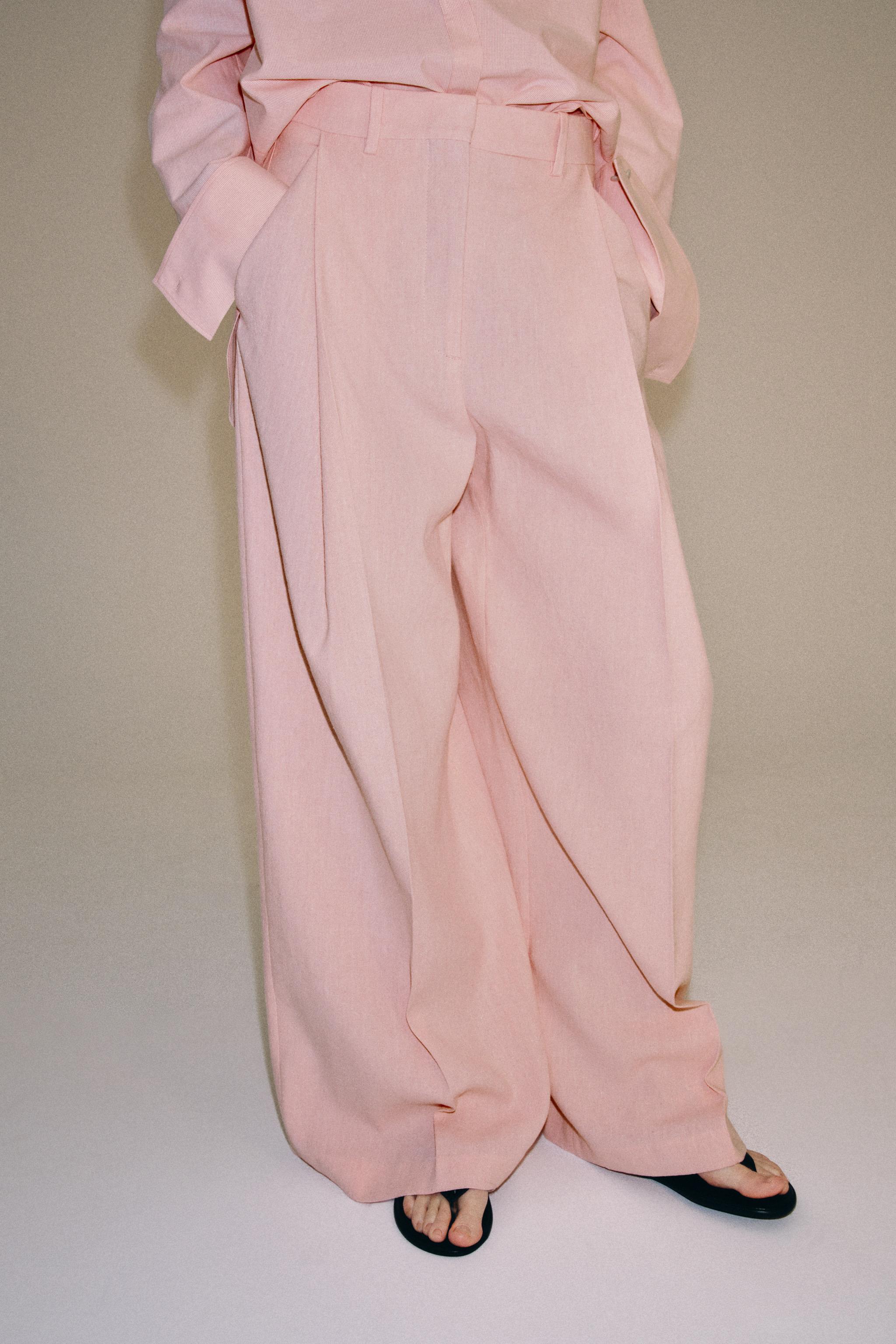 ZW COLLECTION PLEATED PANTS - Pink | ZARA United States