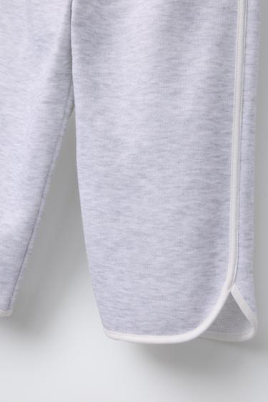 PANTALON SPORT À LISERÉS BRODÉS - Gris chiné de Zara - Image 3