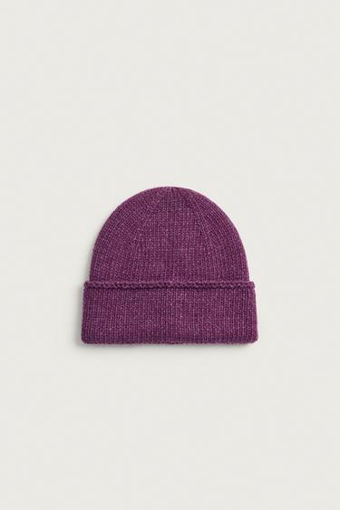 WOOL BLEND KNIT BEANIE — Burgundy 2