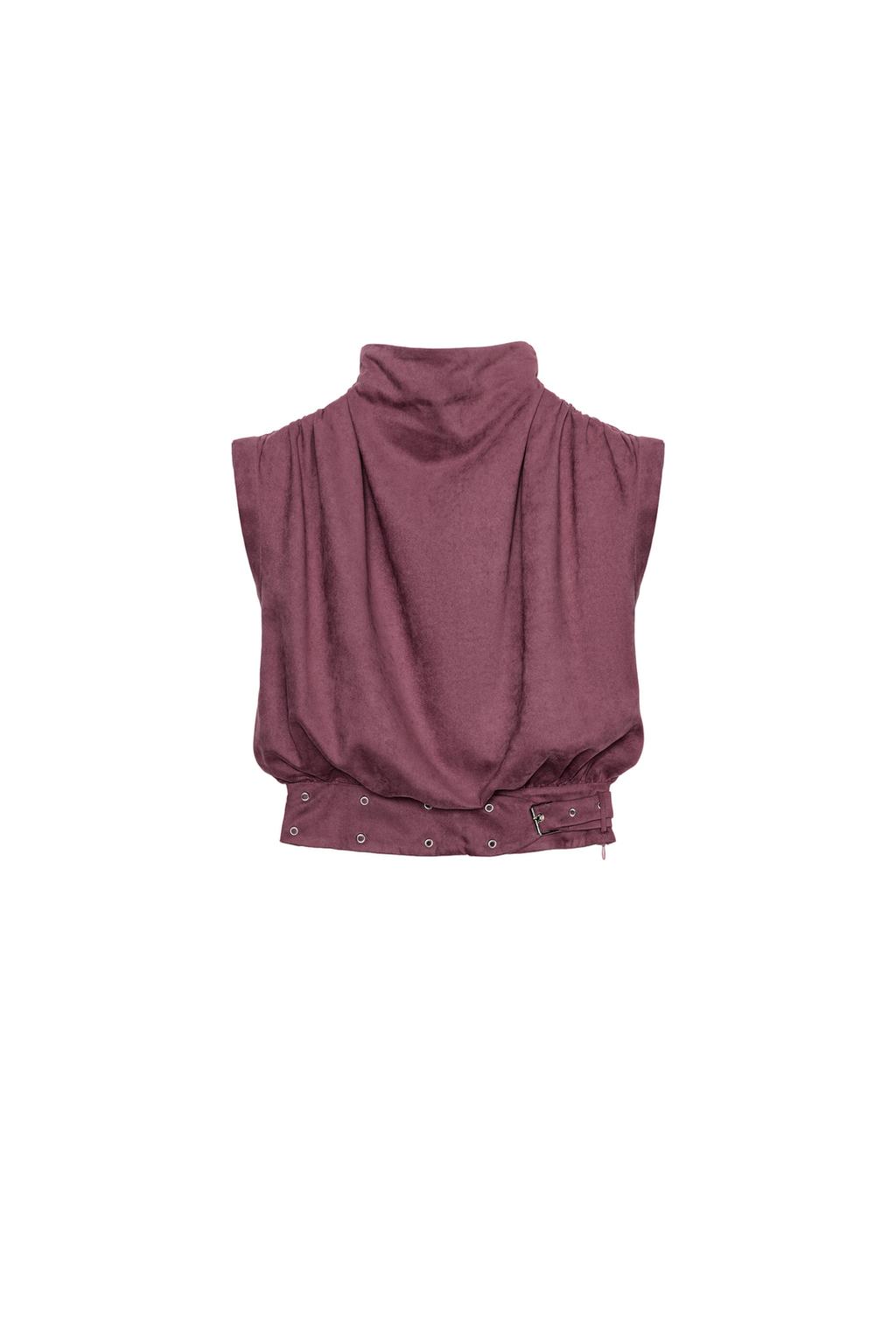 FAUX SUEDE BUCKLE TOP - image 3