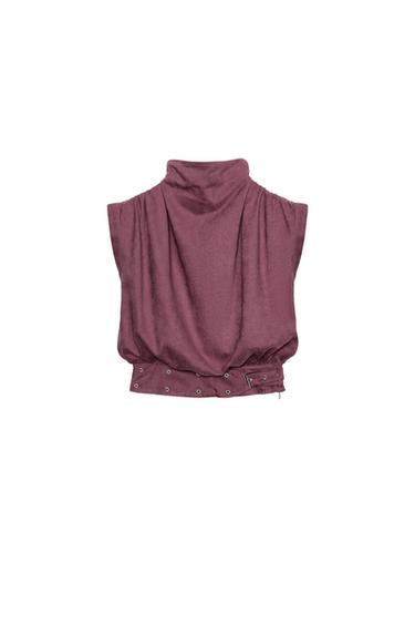 TOP BOUCLE EFFET DAIM - MARSALA de Zara