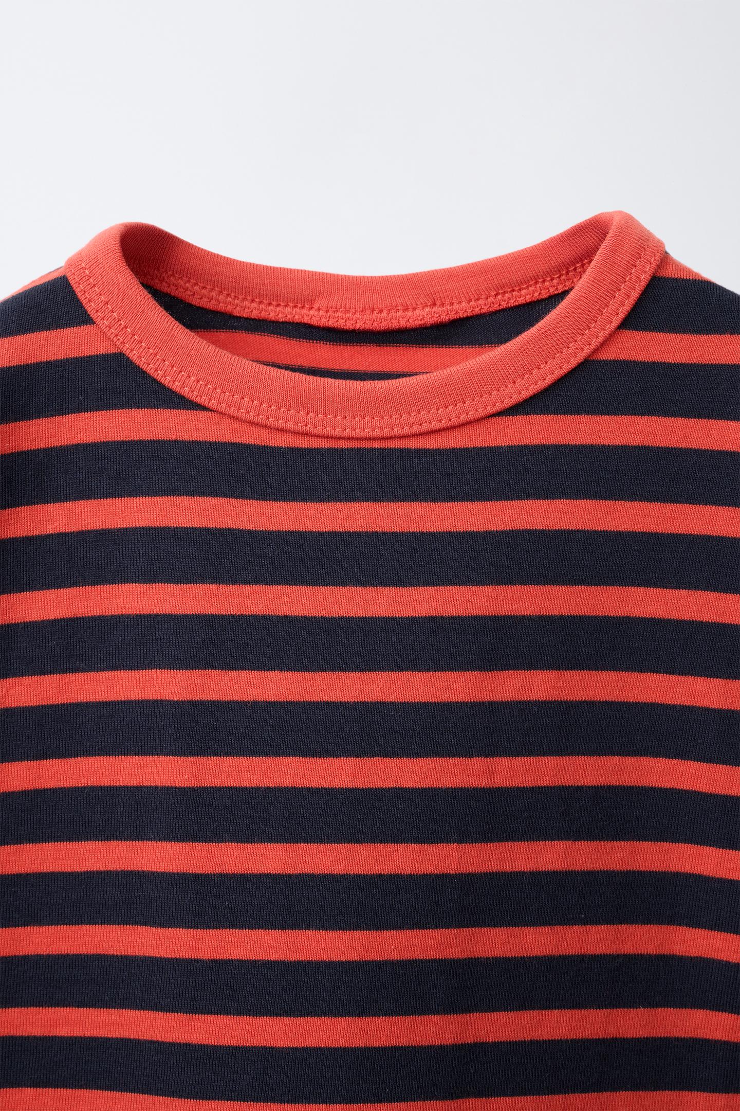 Детская футболка Zara Striped Print, цвет: Вишнёвый красный — фото 3