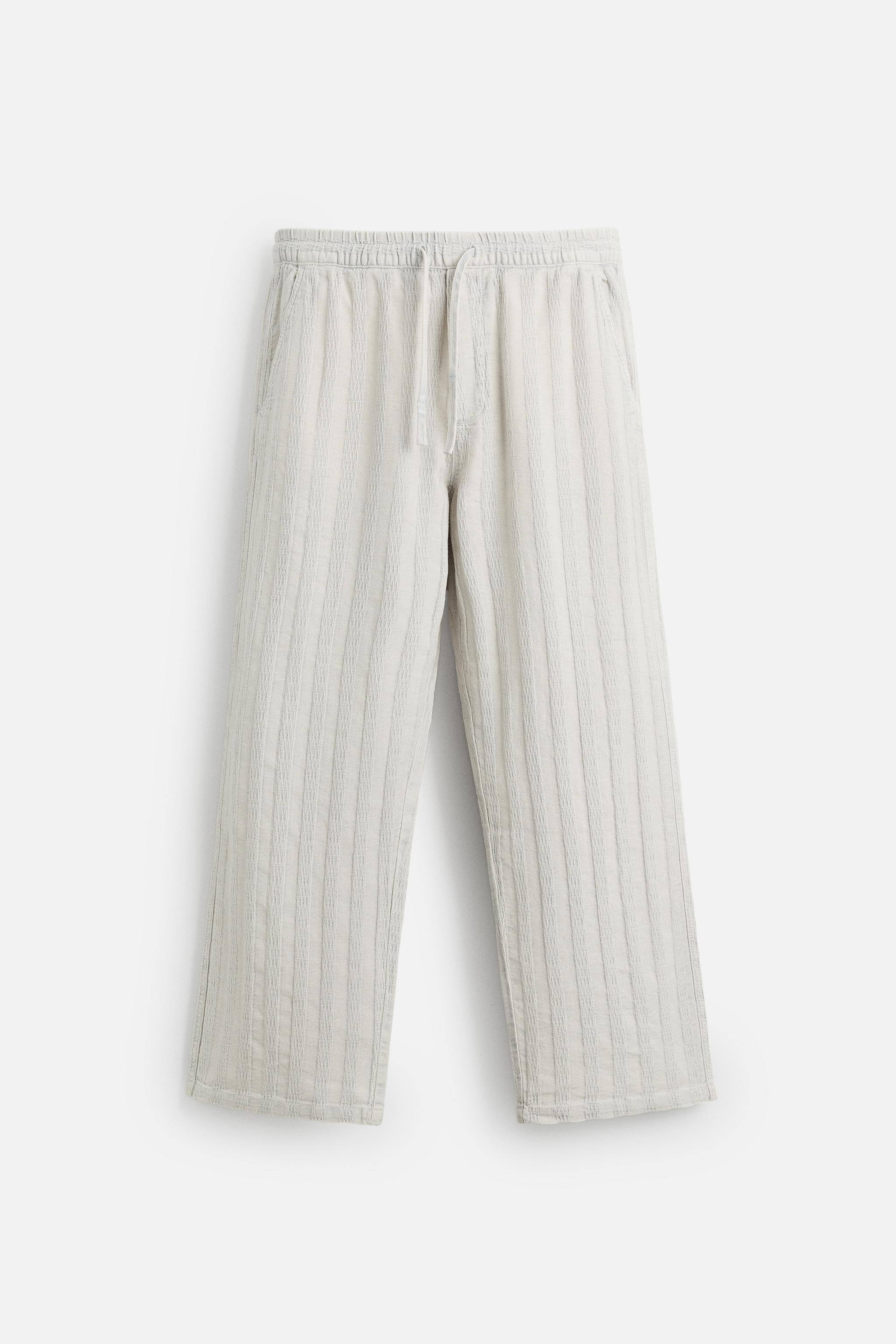 ZARA アブストラクト柄パンツ アイスグレー 32 zara アブストラクト柄パンツ