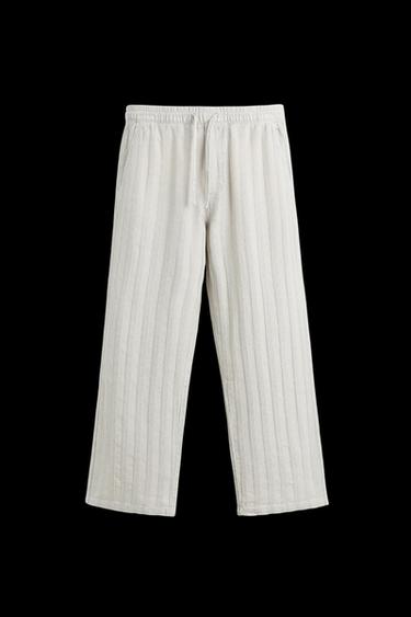 Zara JACQUARD RELAXED FIT PANTS - Ice - Image 0