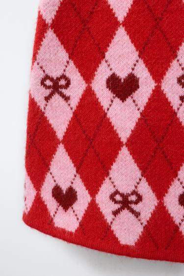 ARGYLE KNIT SKIRT - Red by Zara - Image 3